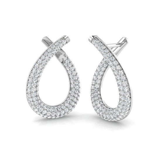 Elegant 1.0Ct Diamond Infinity Twist Teardrop Hoop Earrings