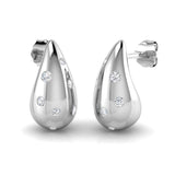 Beautiful 0.25Ct Scattered Diamond Teardrop Stud Earrings in White Gold