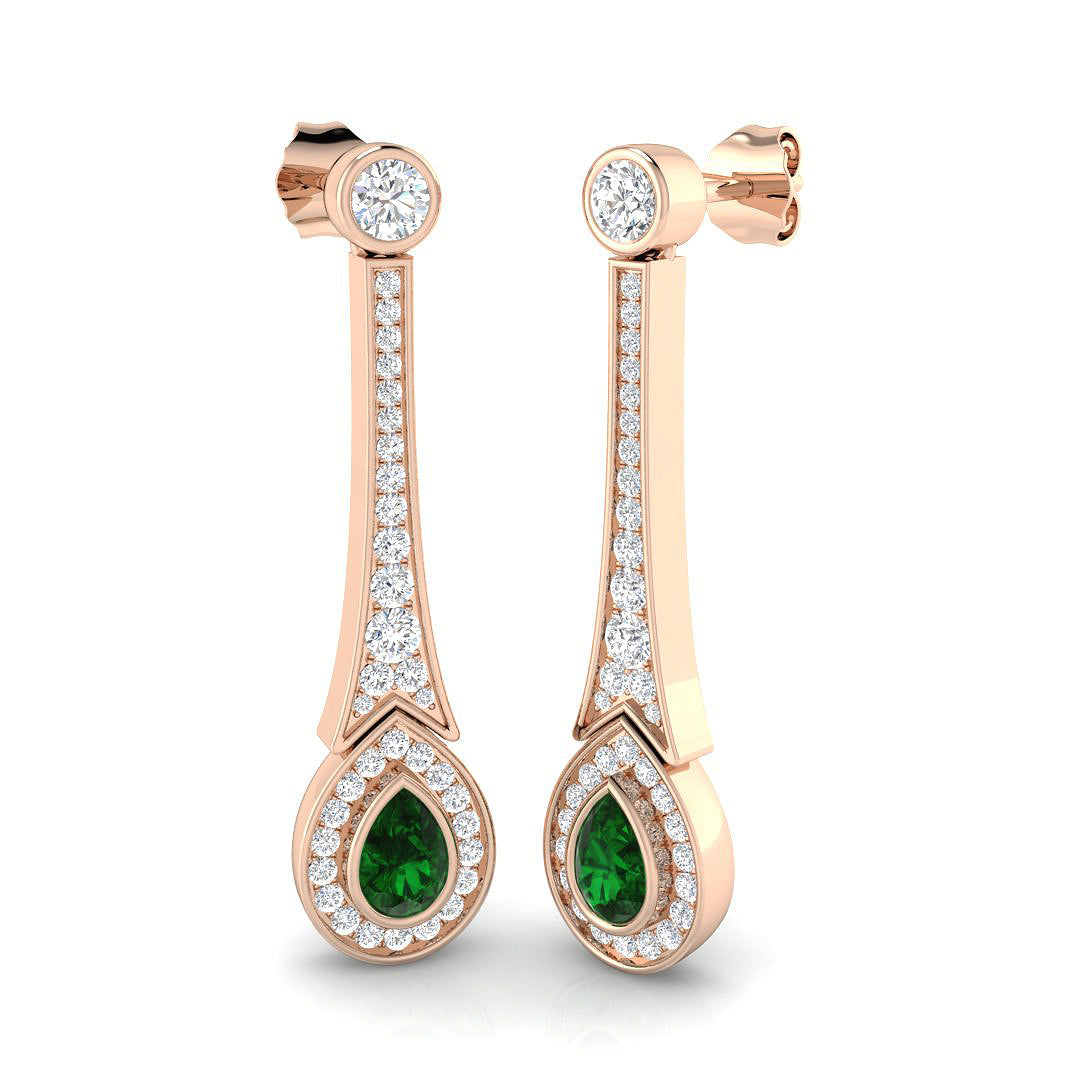 Delta Emerald Cut Diamond Gold Earrings | 1.5ct to 1.75ct Luxury Jewelry