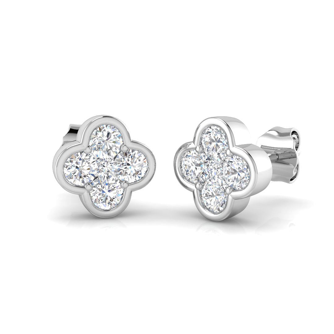 0.86ct Lab Diamond Round Cut Stud Earrings in 9K White Gold