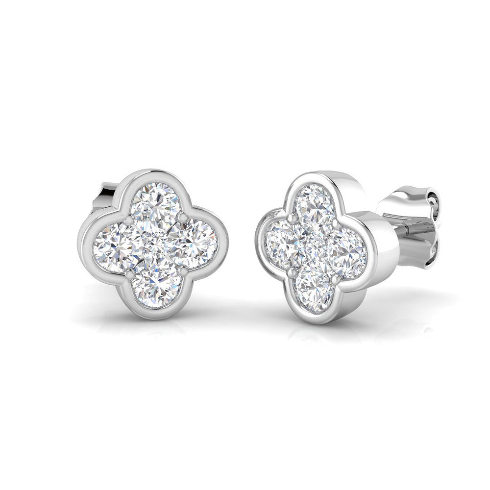0.86ct Lab Diamond Round Cut Stud Earrings in 9K White Gold