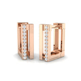 Elegant 0.10Ct Diamond Rectangular Hoop Earrings in White Gold