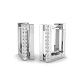 Elegant 0.10Ct Diamond Rectangular Hoop Earrings in White Gold