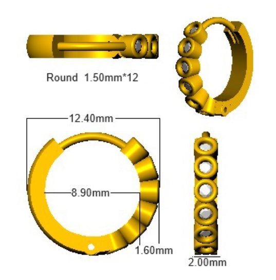 0.20 Carat D-E/VS Lab Grown Diamond Hoops Earring 9k Yellow Gold Ready To Ship