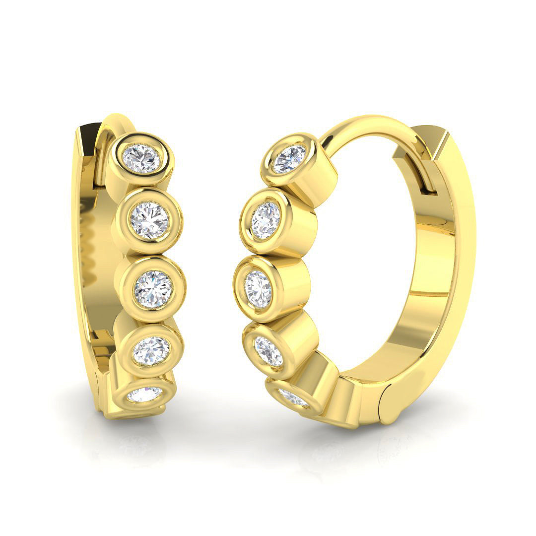 0.20 Carat D-E/VS Lab Grown Diamond Hoops Earring 9k Yellow Gold Ready To Ship