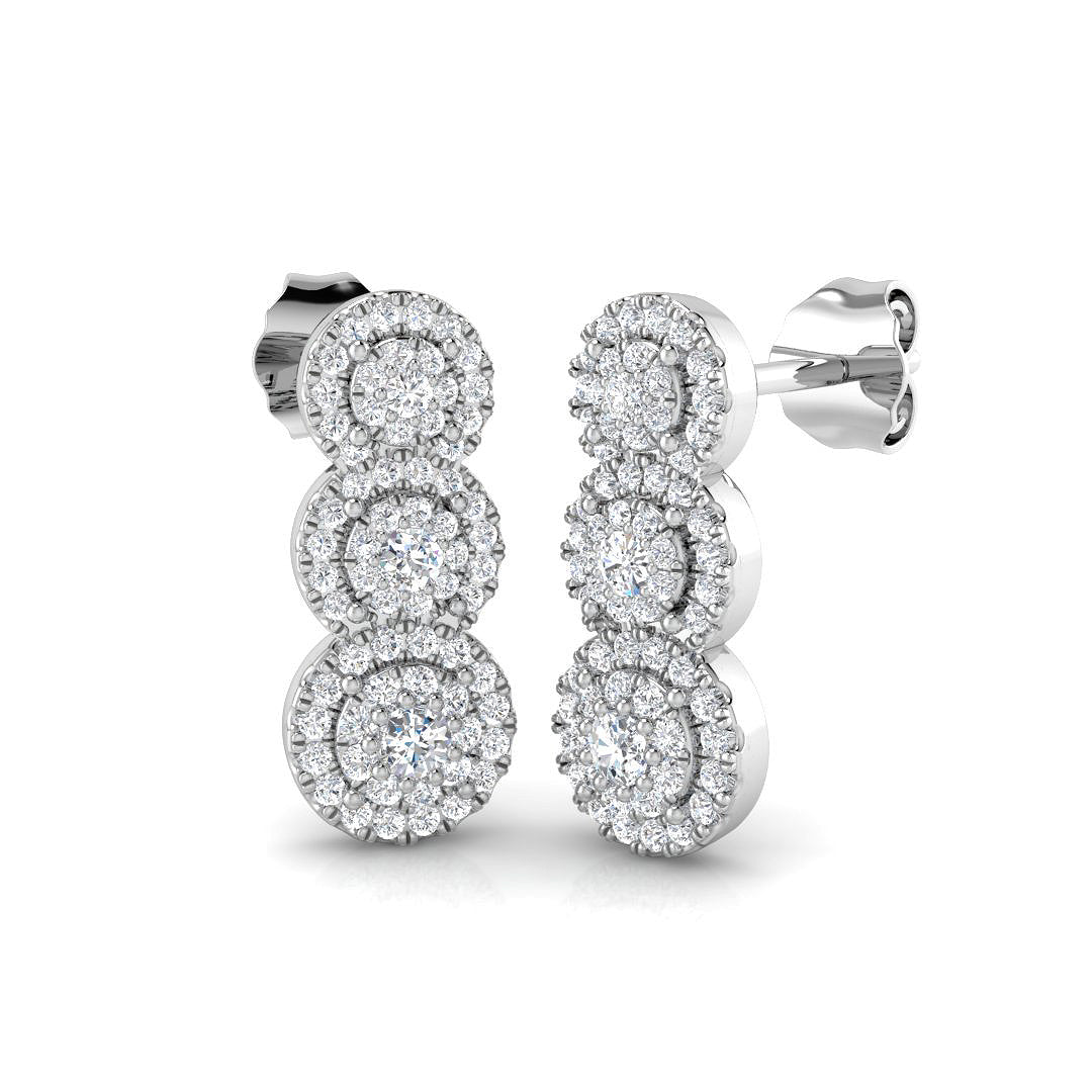 "Elegant Jetty Gold Drop & Trilogy Diamond Earrings - 0.5ct Luxury"