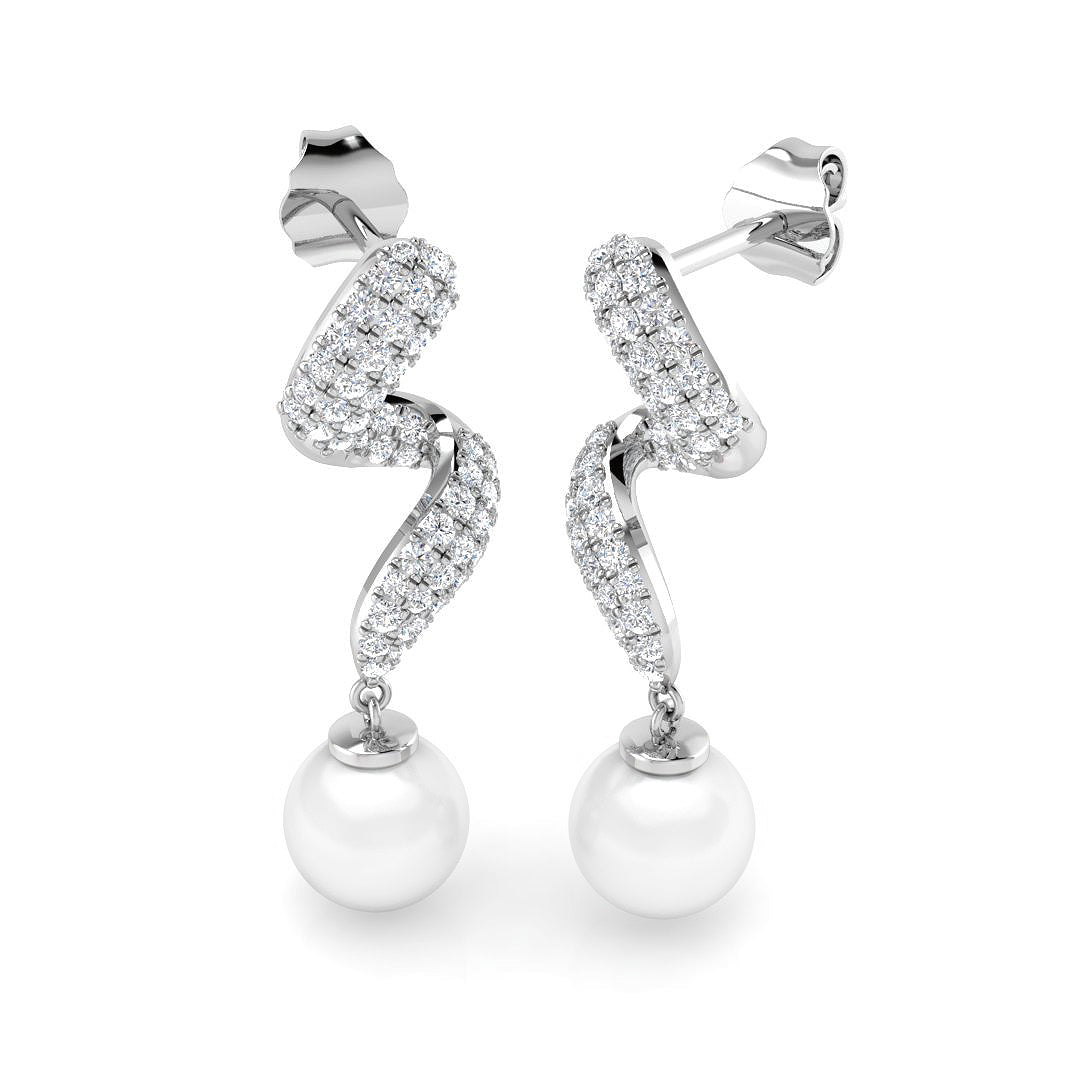 Lunoy Pearl Gold Earrings with 8.5ct Luxury Diamond Elegance