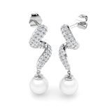 Lunoy Pearl Gold Earrings with 8.5ct Luxury Diamond Elegance