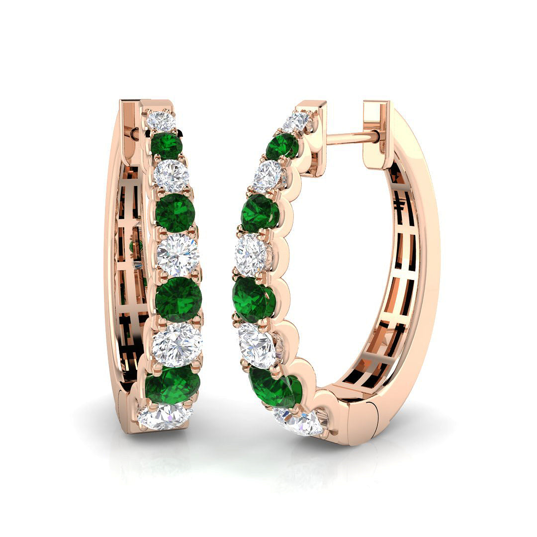 Lumvy 1.25-1.5ct Gold Colour Hoops Diamond Earrings for Luxurious Elegance