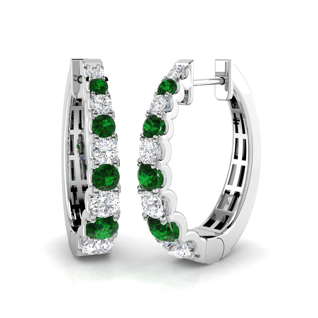 Lumvy 1.25-1.5ct Gold Colour Hoops Diamond Earrings for Luxurious Elegance
