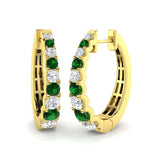 Lumvy 1.25-1.5ct Gold Colour Hoops Diamond Earrings for Luxurious Elegance