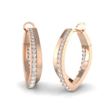 Stunning 0.50Ct Diamond V-Shape Pointed Hoop Earrings in White Gold