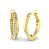 Stunning 0.50Ct Diamond V-Shape Pointed Hoop Earrings in White Gold