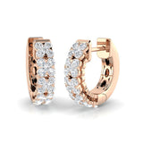 Breathtaking 0.50Ct Diamond Floral Cluster Huggie Hoop Earrings