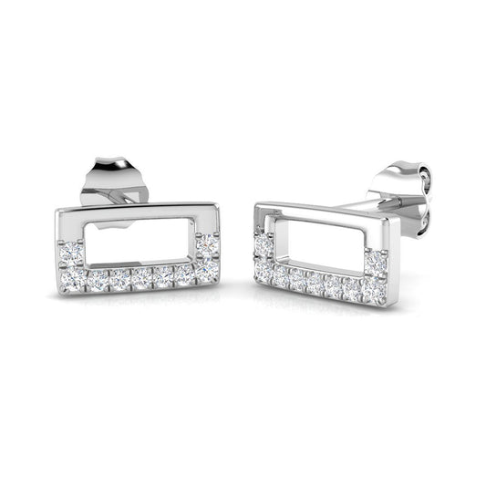 Elegant 0.10Ct Open Rectangle Diamond Stud Earrings in White Gold