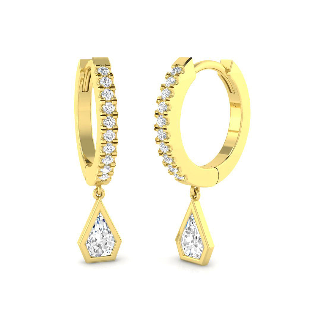 Lumpy 0.5ct Gold Drop & Trilogy Diamond Earrings | Luxury Jewelry