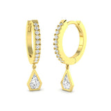 Lumpy 0.5ct Gold Drop & Trilogy Diamond Earrings | Luxury Jewelry
