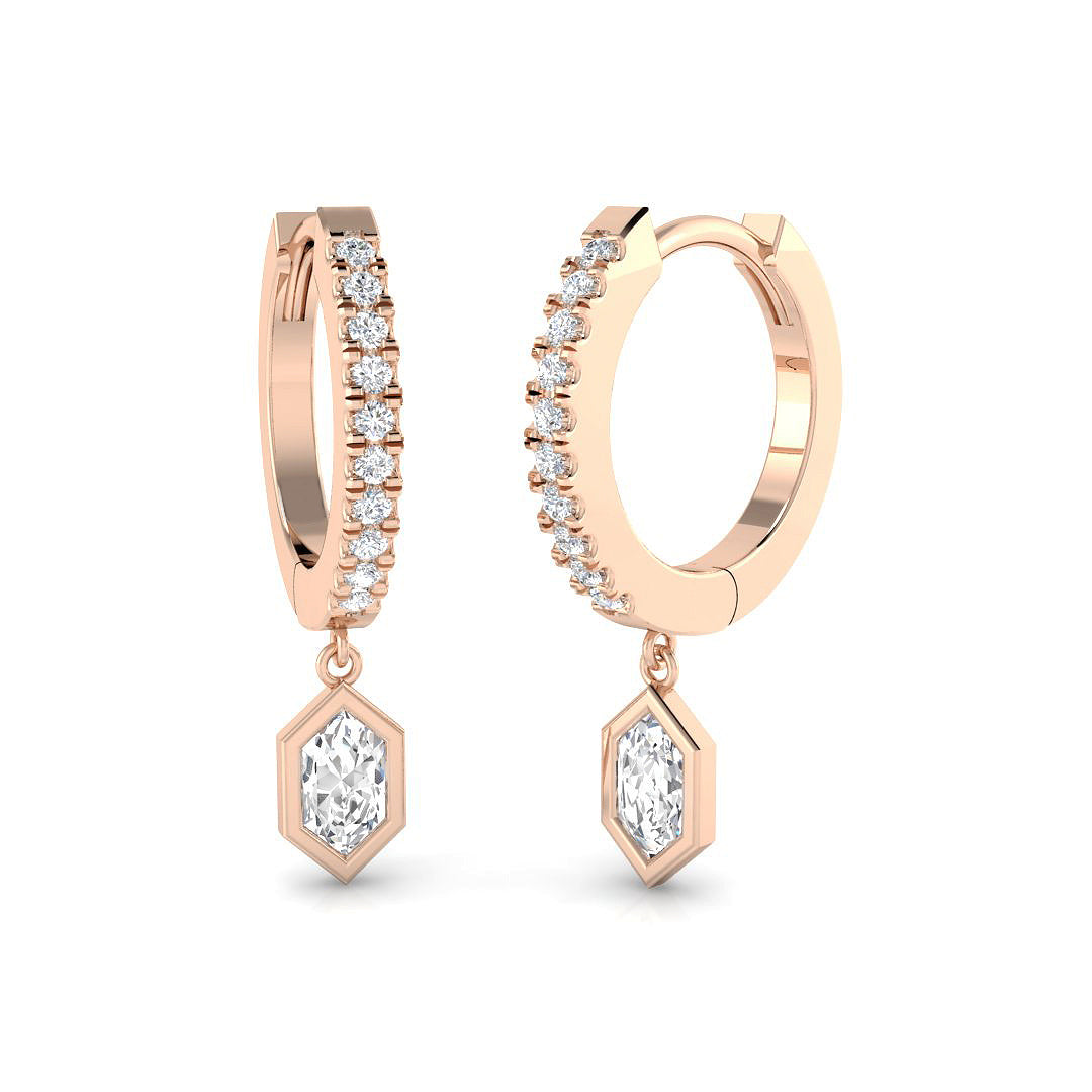 "Entty Gold Drop & Trilogy Diamond Earrings - Exquisite Luxury Design"