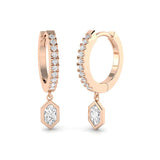 "Entty Gold Drop & Trilogy Diamond Earrings - Exquisite Luxury Design"
