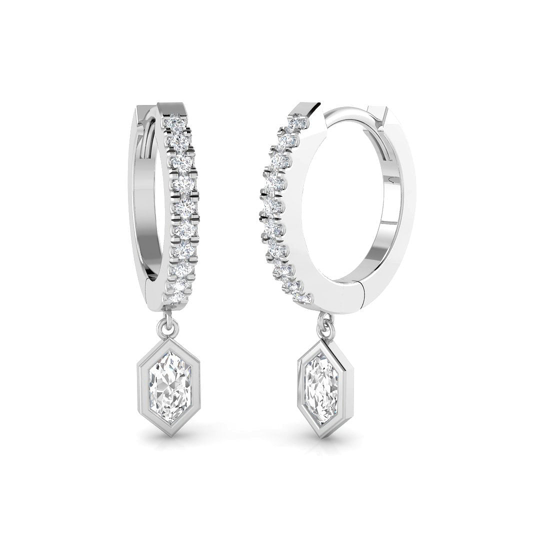 "Entty Gold Drop & Trilogy Diamond Earrings - Exquisite Luxury Design"