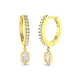 "Entty Gold Drop & Trilogy Diamond Earrings - Exquisite Luxury Design"