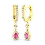 Lunwy 1ct Gold Pink Sapphire Diamond Earrings - Elegant Luxury Jewelry