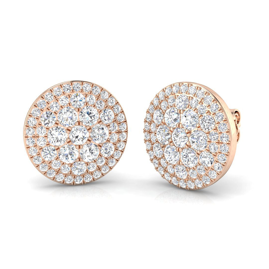 Lunxy 1.75ct Gold Cluster Diamond Earrings - Elegant Luxury Jewelry