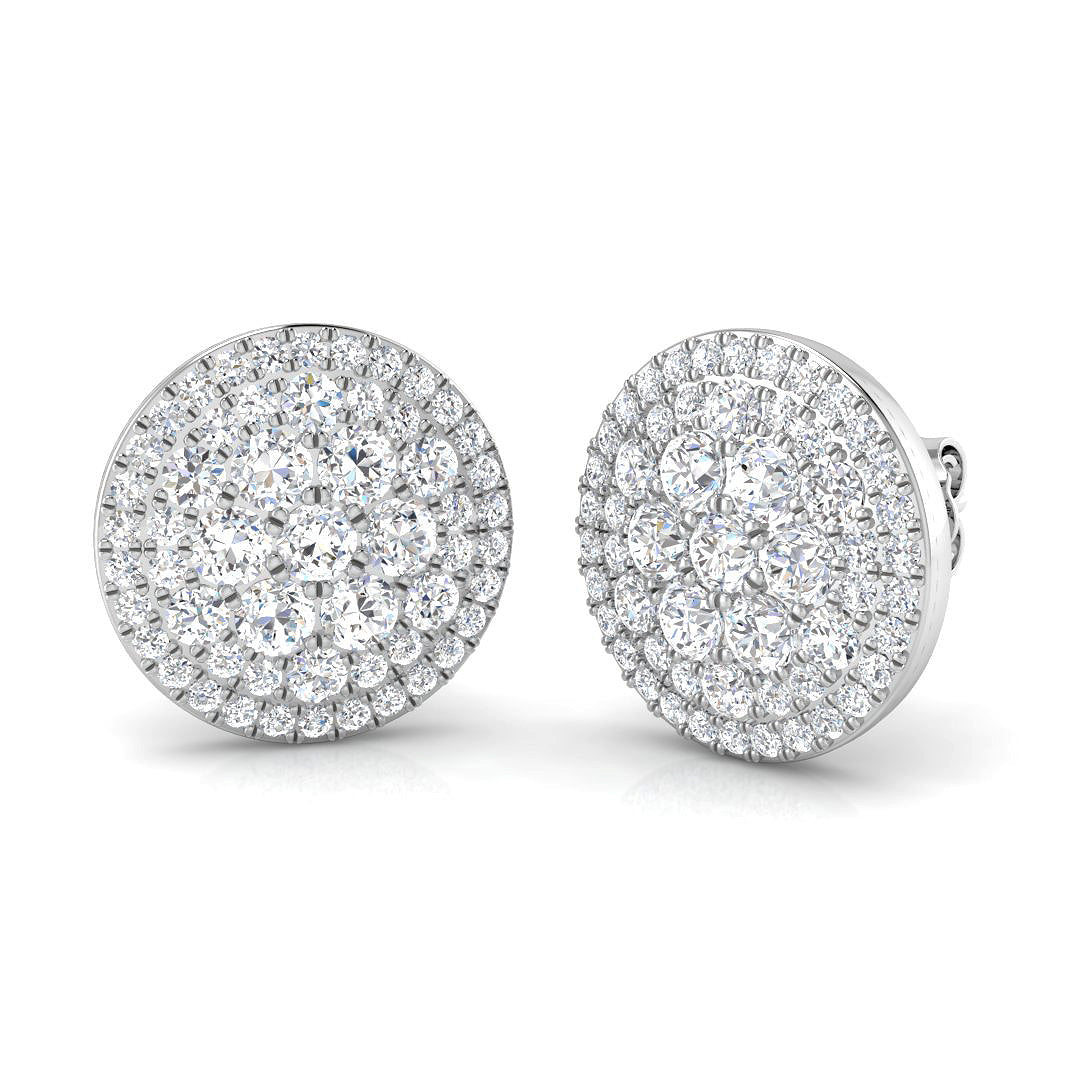 Lunxy 1.75ct Gold Cluster Diamond Earrings - Elegant Luxury Jewelry