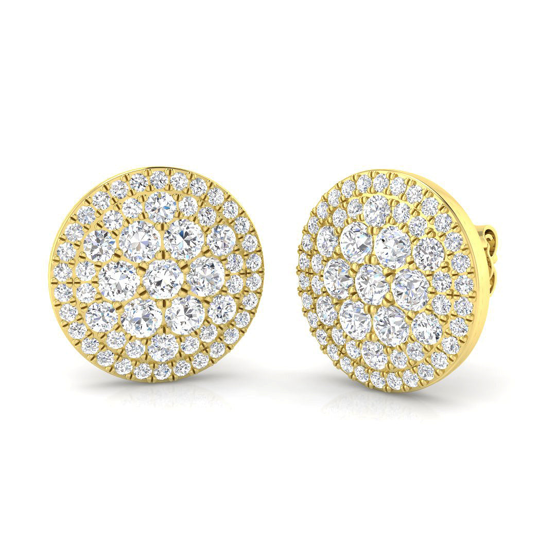 Lunxy 1.75ct Gold Cluster Diamond Earrings - Elegant Luxury Jewelry