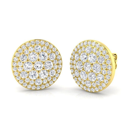 1.75Ct Diamond Cluster Stud Earrings | Lab & Natural | Gold & Platinum