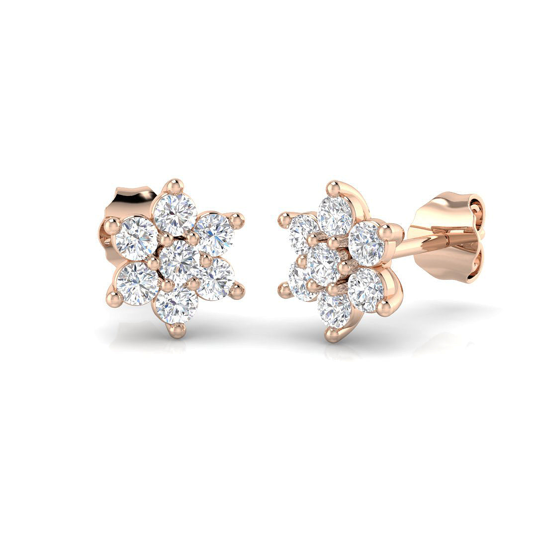 "Engpy Gold Cluster Diamond Earrings - Luxurious 0.5ct to 2ct Elegance"