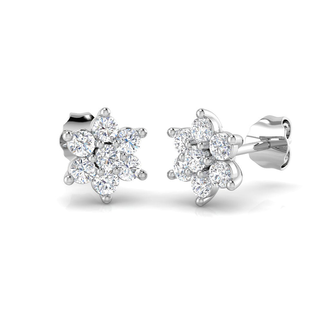 "Engpy Gold Cluster Diamond Earrings - Luxurious 0.5ct to 2ct Elegance"