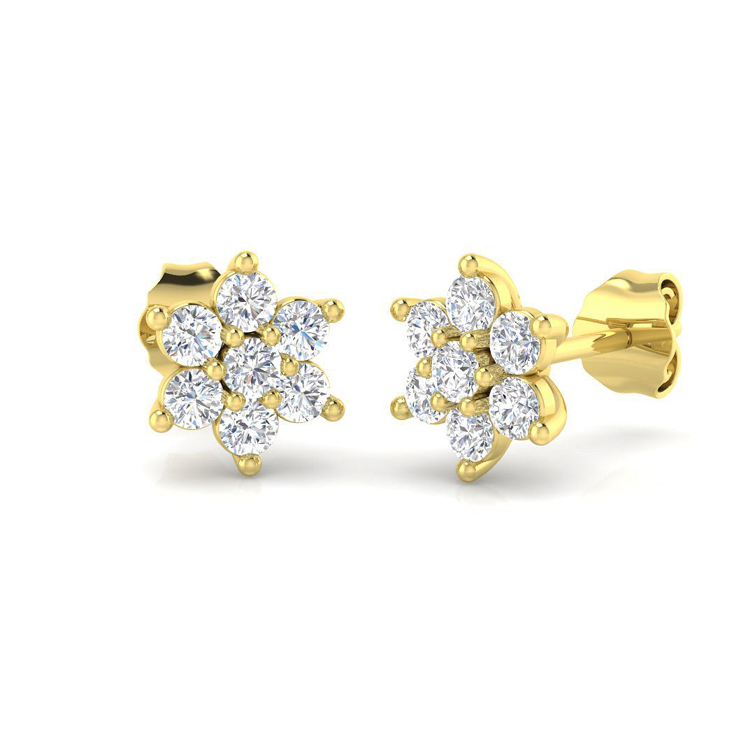 "Engpy Gold Cluster Diamond Earrings - Luxurious 0.5ct to 2ct Elegance"