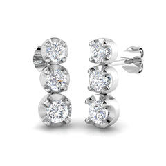 1.2 Carat D-E/VS Lab Grown Diamond Drop & Trilogy Earring 9k White Gold Ready To Ship