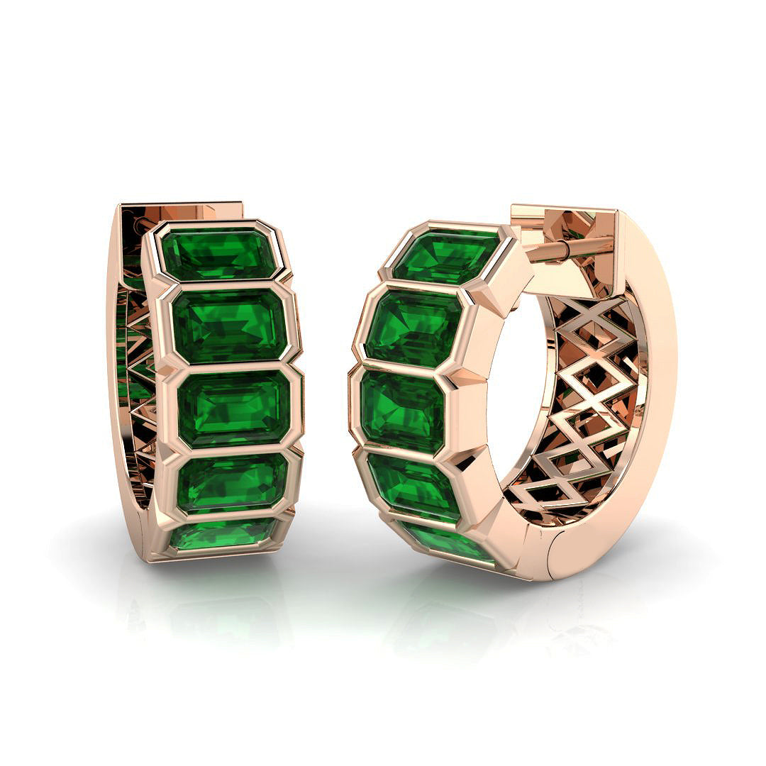 Luory 2.5ct Emerald Diamond Gold Earrings - Luxurious Fine Jewelry