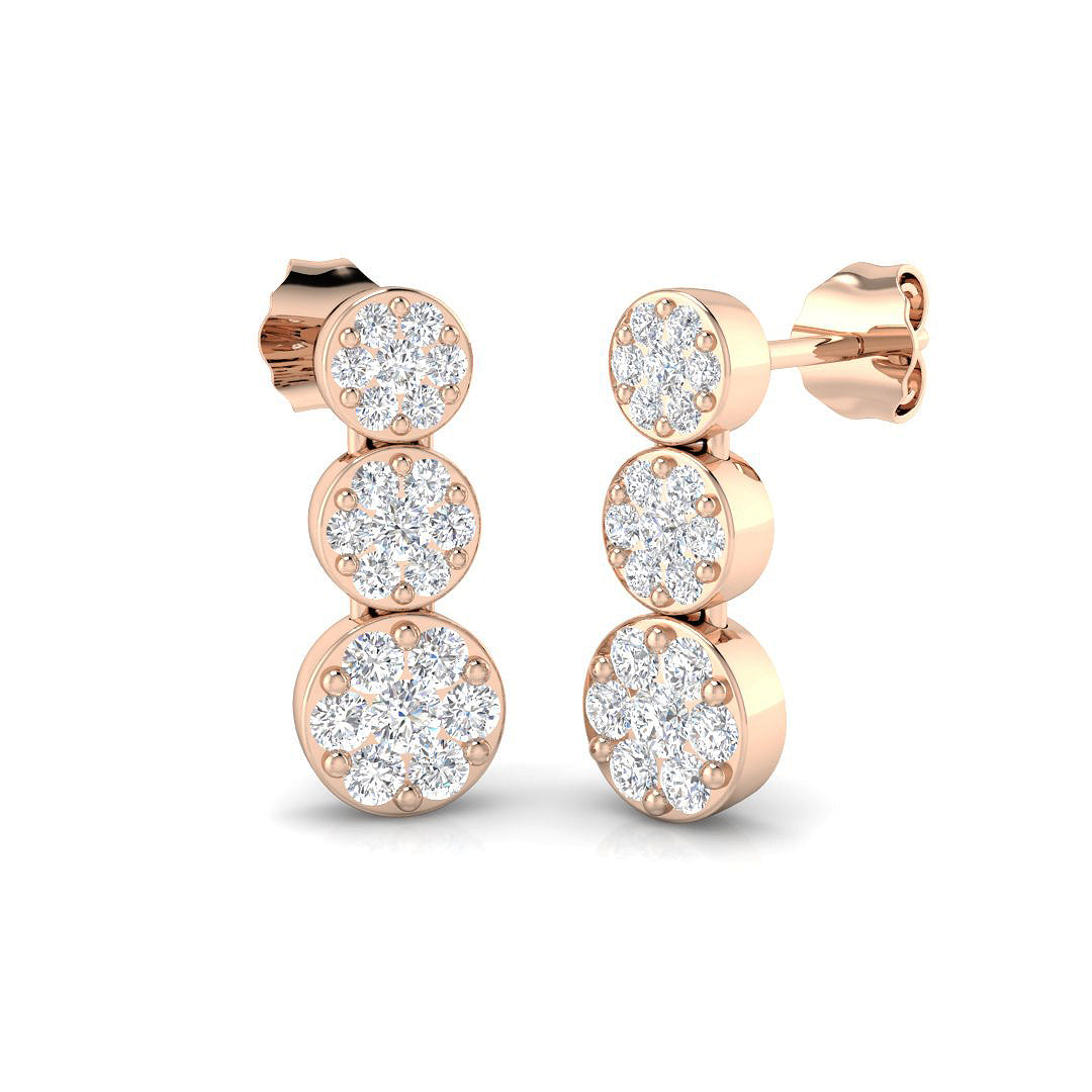 "Enspy Gold Drop & Trilogy Diamond Earrings | Elegant 0.5ct to 2ct"