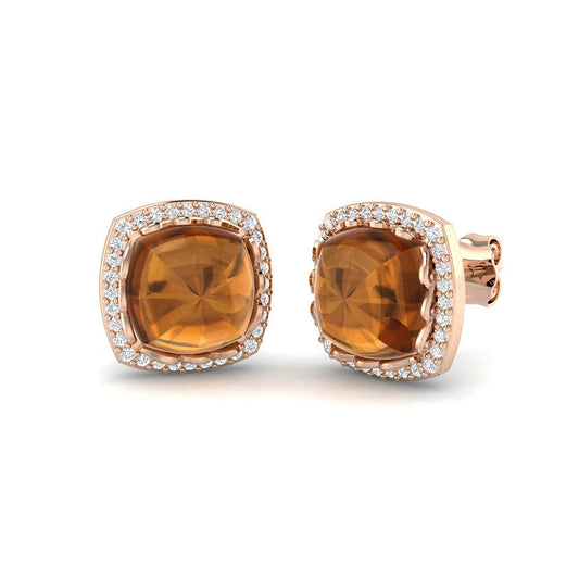 Halo Stud Earrings - 5.00 Carat Luxoy Elegant Citrine