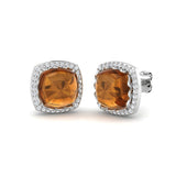 Halo Stud Earrings - 5.00 Carat Luxoy Elegant Citrine