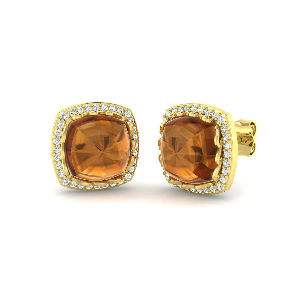 Halo Stud Earrings - 5.00 Carat Luxoy Elegant Citrine