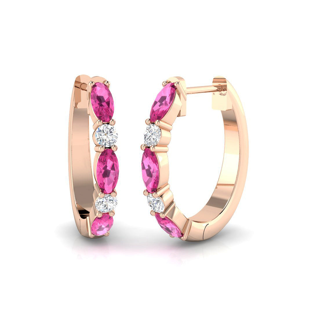 Lupsy Pink Sapphire & Diamond Gold Earrings - 0.5ct Luxury Jewelry