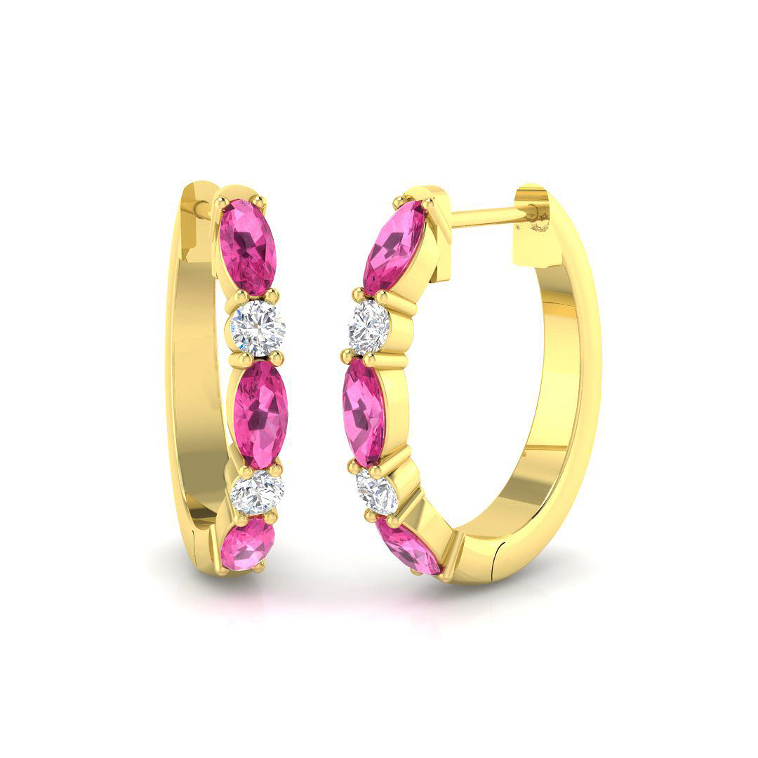 Lupsy Pink Sapphire & Diamond Gold Earrings - 0.5ct Luxury Jewelry