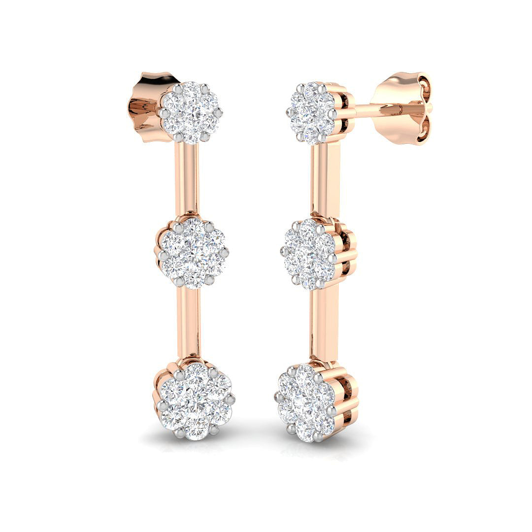 Lupoy Gold Diamond Drop & Trilogy Earrings - 0.5ct Luxury Jewelry