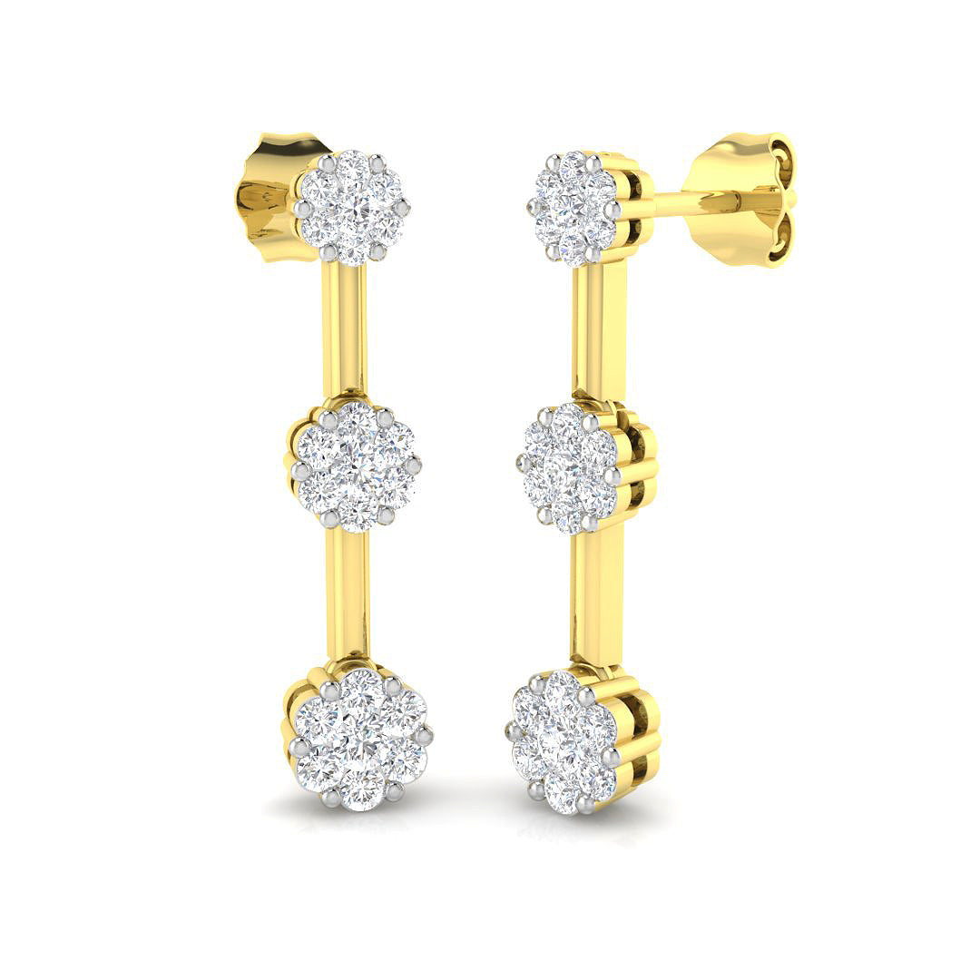Lupoy Gold Diamond Drop & Trilogy Earrings - 0.5ct Luxury Jewelry