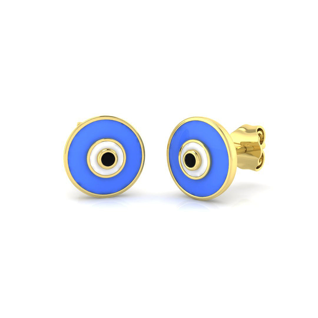 Protective 0.25Ct Diamond Evil Eye Stud Earrings in White Gold