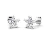 Gorgeous 0.50Ct Diamond Marquise Floral Stud Earrings in White Gold