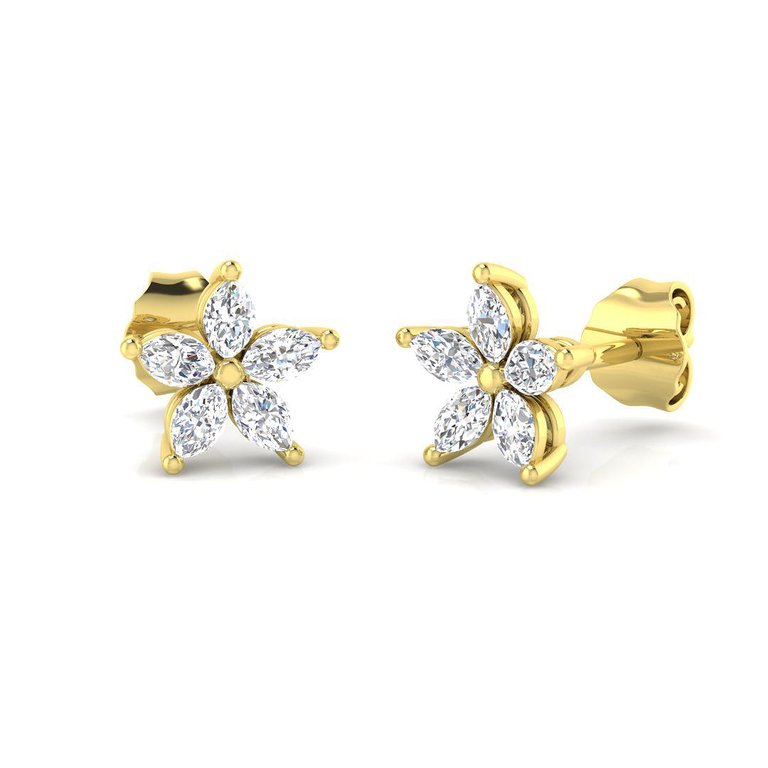 Gorgeous 0.50Ct Diamond Marquise Floral Stud Earrings in White Gold