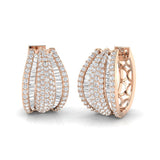 Hoop Earrings with Wide Multi Row Diamonds | 2ct Gold