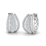 Hoop Earrings with Wide Multi Row Diamonds | 2ct Gold