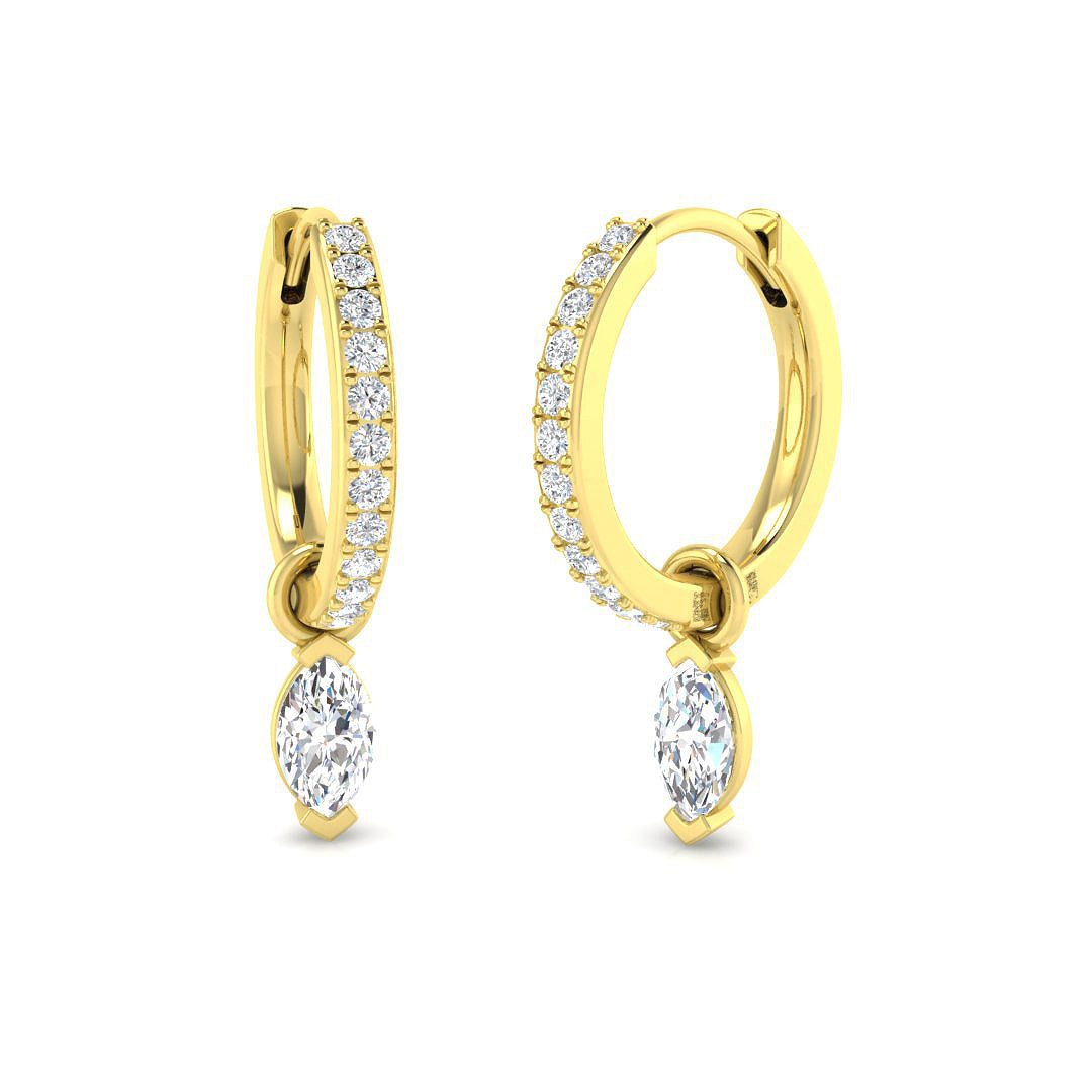 Lursy 0.5ct Gold Drop & Trilogy Diamond Earrings - Luxury Jewelry Delight