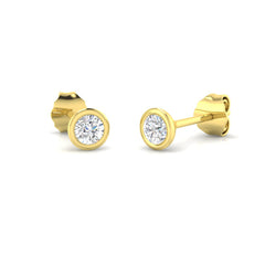 0.30 Ct D-E/VS Lab Grown Diamond Solitaire Earring 9k Yellow Gold Ready To Ship